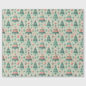 Papier Cadeau Arbres de Noël adorables pastel de préadolescents (Plat)