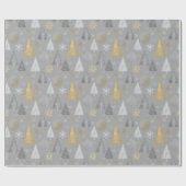 Papier Cadeau Arbres de Noël argent et or Shimmer (Plat)