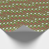 Papier Cadeau Arbres de Noël Blanc rouge et vert (Coin)