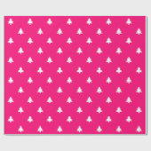 Papier Cadeau Arbres de Noël blancs fuchsia rose chaud moderne (Plat)