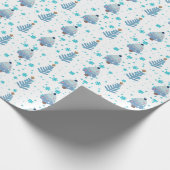 Papier Cadeau Arbres de Noël bleus et neige (Coin)