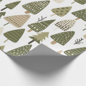 Papier Cadeau Arbres de Noël brun et vert (Coin)