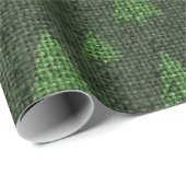 Papier Cadeau Arbres de Noël Burlap Vert (Coin rond)