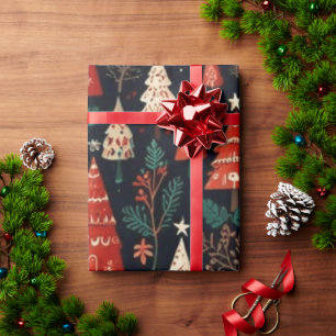 Papier Cadeau Arbres de Noël colorés
