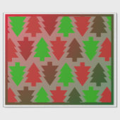 Papier Cadeau Arbres de Noël colorés - (Plat)