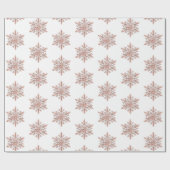 Papier Cadeau Arbres de Noël de flocon d'or rose (Plat)