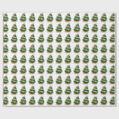 Papier Cadeau Arbres de Noël de mignons pingouins (Plat)