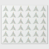 Papier Cadeau Arbres de Noël décorés (Plat)