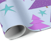 Papier Cadeau Arbres de Noël Digitals pourpres (Coin rond)