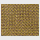 Papier Cadeau Arbres de Noël d'or sur un chocolat scintillant (Plat)