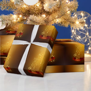 Papier Cadeau Arbres de Noël dorés