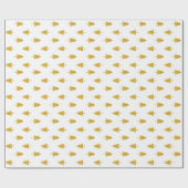 Papier Cadeau Arbres de Noël dorés sur Arrière - plan blanc (Plat)