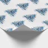 Papier Cadeau Arbres de Noël en or bleu (Coin)