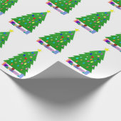 Papier Cadeau Arbres de Noël et cadeaux de Noël décorés (Coin)