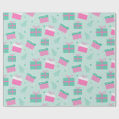 Papier Cadeau Arbres de Noël et cadeaux Noël moderne (Plat)