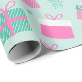 Papier Cadeau Arbres de Noël et cadeaux Noël moderne (Coin rond)