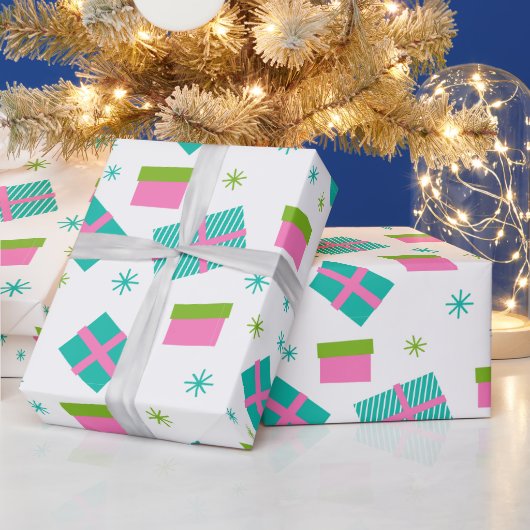 Papier Cadeau Arbres de Noël et cadeaux Noël moderne (Vacances)