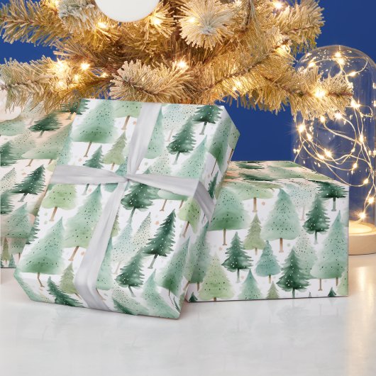 Papier Cadeau Arbres de Noël et étoiles Noël moderne (Vacances)