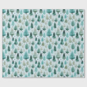 Papier Cadeau Arbres de Noël et étoiles Noël moderne (Plat)