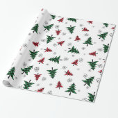 Papier Cadeau Arbres de Noël et flocons de neige (Déroulé)