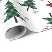 Papier Cadeau Arbres de Noël et flocons de neige (Coin rond)