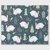 Papier Cadeau Arbres de Noël et lapins Lapin de vacances rustiqu (Plat)