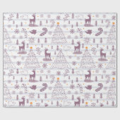 Papier Cadeau Arbres de Noël Étoiles Snowflakes Striped Noël (Plat)