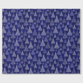 Papier Cadeau Arbres de Noël flamboyants Stars Royal Blue (Plat)