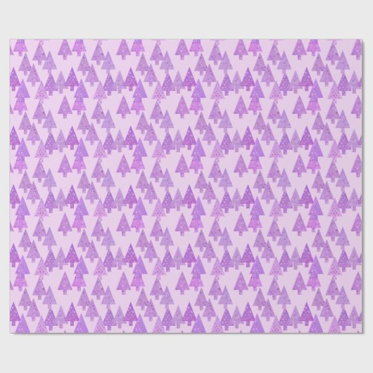 Papier Cadeau Arbres de Noël, fleurs, imprimé lavande moderne (Plat)