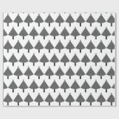 Papier Cadeau Arbres de Noël géométriques noirs et blancs (Plat)