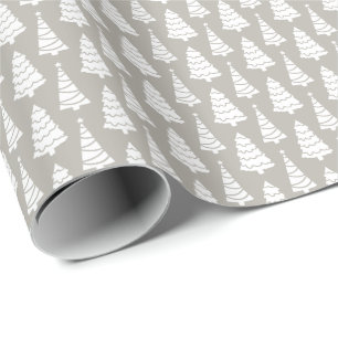 Papier Cadeau Arbres de Noël gris modernes élégants Cadeau