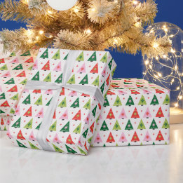 Papier Cadeau Arbres de Noël Joyeux et Humides