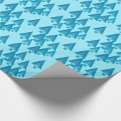 Papier Cadeau Arbres de Noël métalliques modernes - bleu de ciel (Coin)