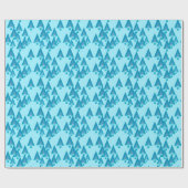 Papier Cadeau Arbres de Noël métalliques modernes - bleu de ciel (Plat)