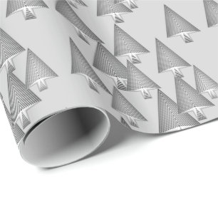 Papier Cadeau Arbres de Noël métalliques modernes - gris argen