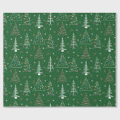 Papier Cadeau Arbres de Noël minimaux rétros Noël vert Noël (Plat)