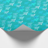 Papier Cadeau Arbres de Noël modernes de fleur - turquoise (Coin)