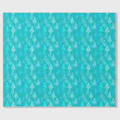 Papier Cadeau Arbres de Noël modernes de fleur - turquoise (Plat)