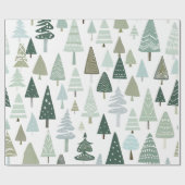 Papier Cadeau Arbres de Noël modernes et élégants (Plat)