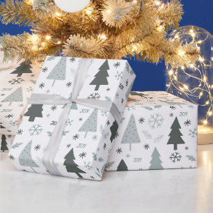 Papier Cadeau Arbres de Noël modernes gris