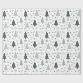 Papier Cadeau Arbres de Noël modernes gris (Plat)