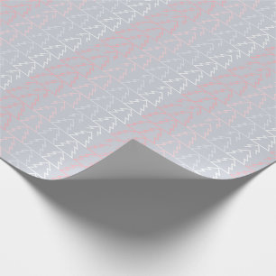 Papier Cadeau Arbres de Noël modernes gris rose pour les Fêtes