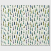 Papier Cadeau Arbres de Noël modernes Motif illustré (Plat)