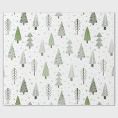 Papier Cadeau Arbres de Noël modernes Sage Olive Green Motif (Plat)