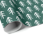 Papier Cadeau Arbres de Noël modernes | Vacances vertes (Coin rond)