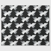 Papier Cadeau Arbres de Noël noirs en argent (Plat)