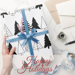 Papier Cadeau Arbres de Noël noirs et blancs élégants<br><div class="desc">Offrez-vous un cadeau avec ce élégant papier d'enveloppement tendance noir et blanc pour Noël. Passez un merveilleux Noël !</div>
