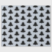 Papier Cadeau Arbres de Noël noirs gris Motif (Plat)