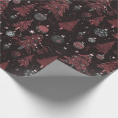 Papier Cadeau Arbres de Noël Ornements Noir Noël (Coin)
