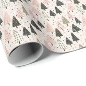 Papier Cadeau Arbres de Noël Pastel (Coin rond)